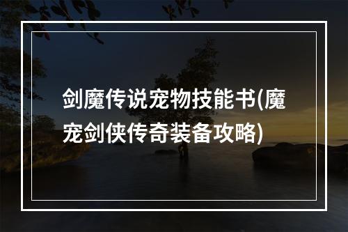 剑魔传说宠物技能书(魔宠剑侠传奇装备攻略)