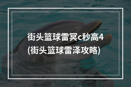 街头篮球雷冥c秒高4(街头篮球雷泽攻略)