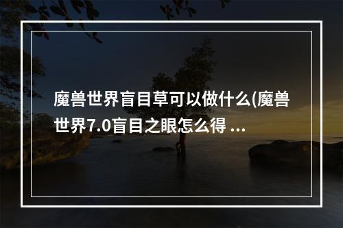 魔兽世界盲目草可以做什么(魔兽世界7.0盲目之眼怎么得 盲目之眼怎么用)