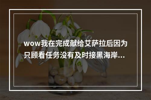 wow我在完成献给艾萨拉后因为只顾看任务没有及时接黑海岸之战的任务结果那个什么风消失了(献给艾萨拉)