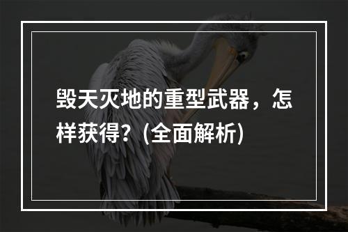 毁天灭地的重型武器，怎样获得？(全面解析)