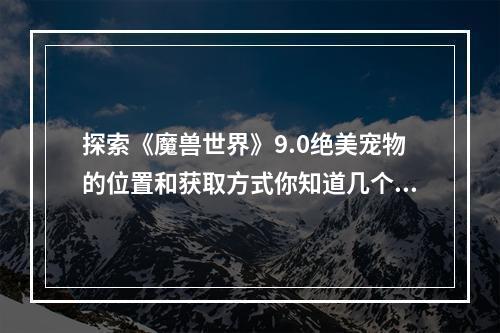 探索《魔兽世界》9.0绝美宠物的位置和获取方式你知道几个？