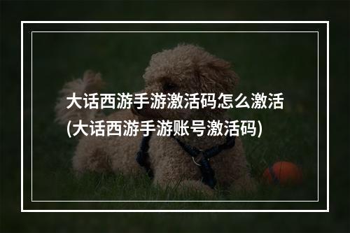 大话西游手游激活码怎么激活(大话西游手游账号激活码)