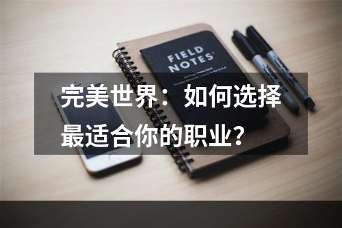 完美世界：如何选择最适合你的职业？