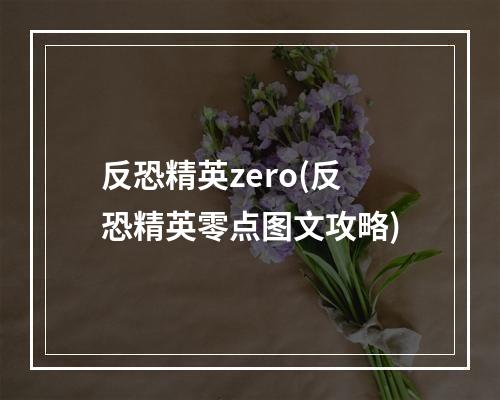 反恐精英zero(反恐精英零点图文攻略)