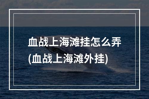 血战上海滩挂怎么弄(血战上海滩外挂)