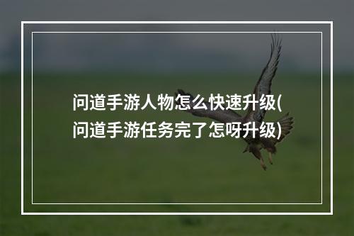 问道手游人物怎么快速升级(问道手游任务完了怎呀升级)