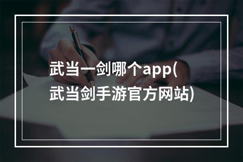 武当一剑哪个app(武当剑手游官方网站)