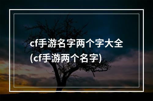 cf手游名字两个字大全(cf手游两个名字)