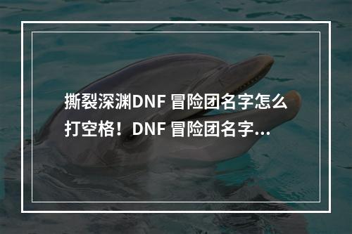 撕裂深渊DNF 冒险团名字怎么打空格！DNF 冒险团名字特俗符号一览，给你不一样的游戏体验！