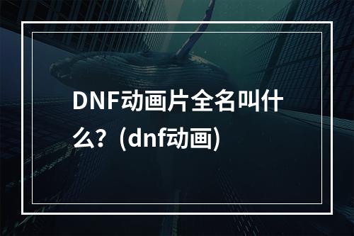 DNF动画片全名叫什么？(dnf动画)