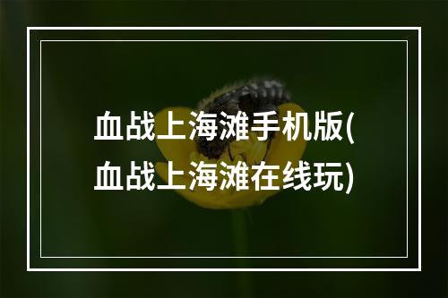 血战上海滩手机版(血战上海滩在线玩)