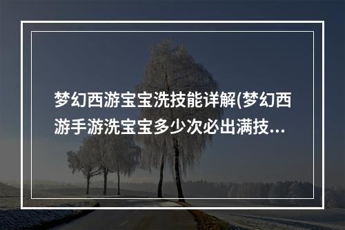 梦幻西游宝宝洗技能详解(梦幻西游手游洗宝宝多少次必出满技能)