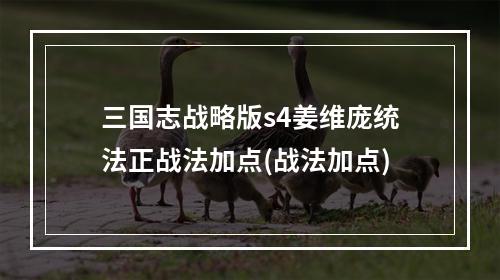 三国志战略版s4姜维庞统法正战法加点(战法加点)