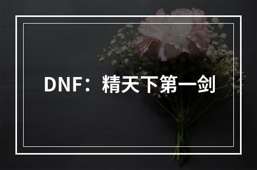 DNF：精天下第一剑