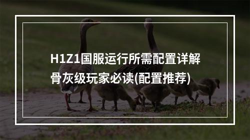 H1Z1国服运行所需配置详解骨灰级玩家必读(配置推荐)