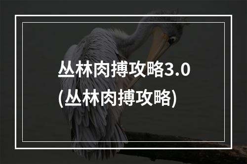 丛林肉搏攻略3.0(丛林肉搏攻略)