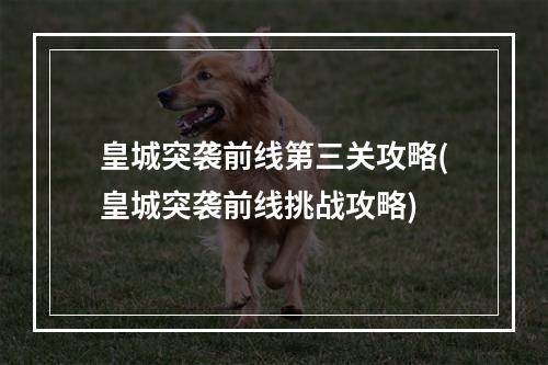 皇城突袭前线第三关攻略(皇城突袭前线挑战攻略)