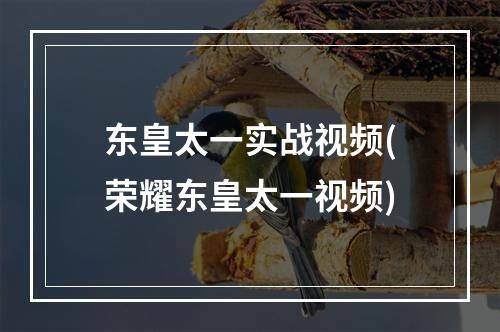 东皇太一实战视频(荣耀东皇太一视频)