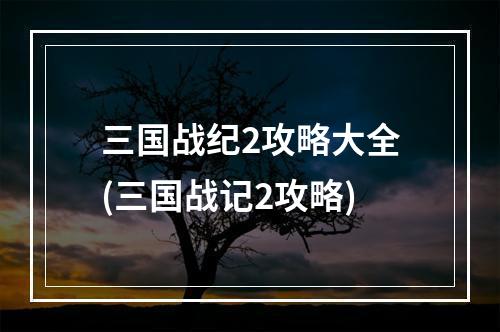 三国战纪2攻略大全(三国战记2攻略)