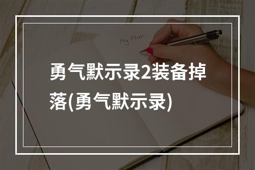 勇气默示录2装备掉落(勇气默示录)