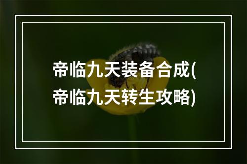 帝临九天装备合成(帝临九天转生攻略)