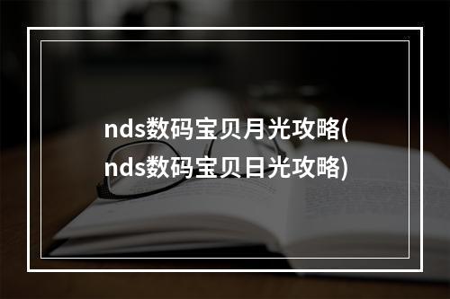 nds数码宝贝月光攻略(nds数码宝贝日光攻略)