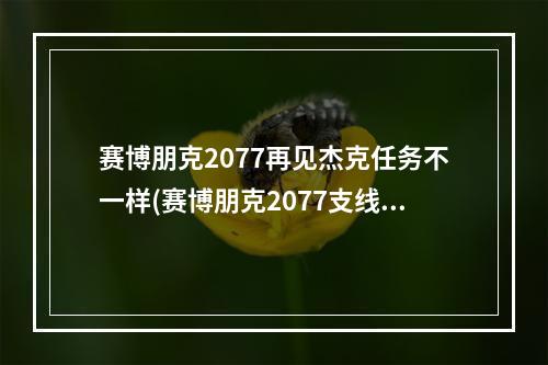 赛博朋克2077再见杰克任务不一样(赛博朋克2077支线再见杰克攻略 再见杰克完成方法)