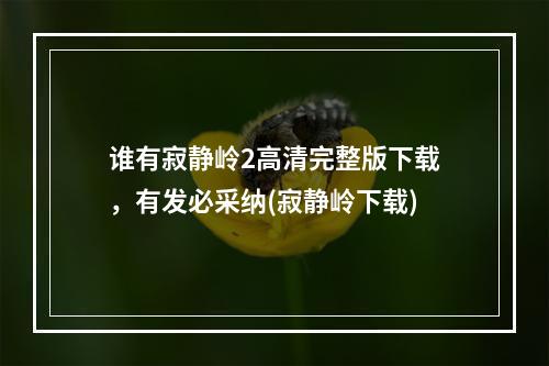 谁有寂静岭2高清完整版下载，有发必采纳(寂静岭下载)