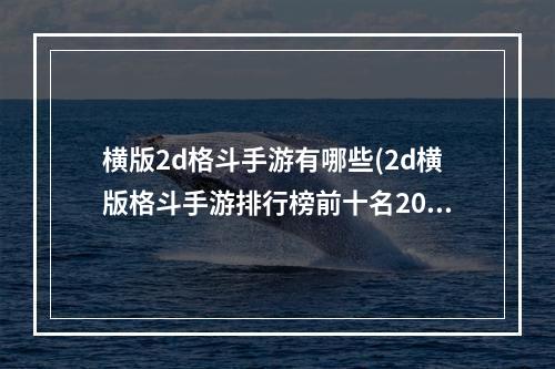 横版2d格斗手游有哪些(2d横版格斗手游排行榜前十名2021 好玩的2d横版格斗手游有)