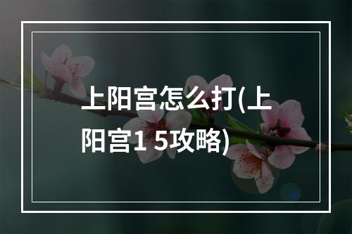 上阳宫怎么打(上阳宫1 5攻略)