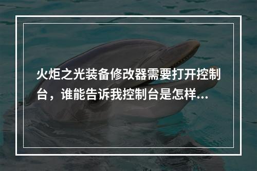 火炬之光装备修改器需要打开控制台，谁能告诉我控制台是怎样打开的，或者加QQ25000365小弟感激不尽(火炬光装备修改)