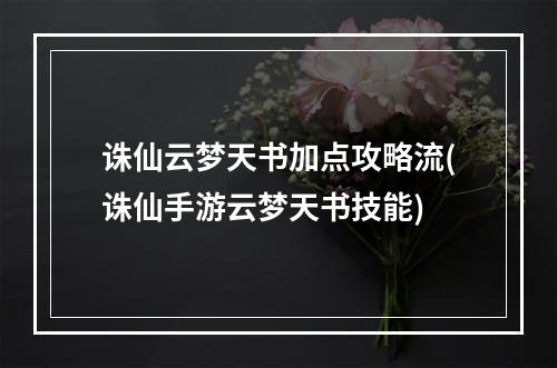 诛仙云梦天书加点攻略流(诛仙手游云梦天书技能)