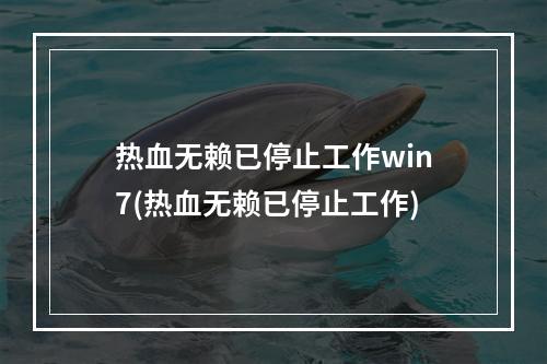 热血无赖已停止工作win7(热血无赖已停止工作)