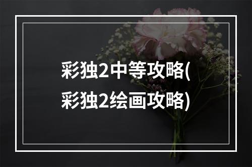 彩独2中等攻略(彩独2绘画攻略)