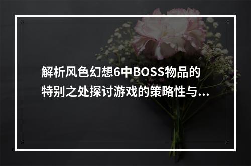 解析风色幻想6中BOSS物品的特别之处探讨游戏的策略性与考验双重性（想懂得BOSS物品，必读本文）