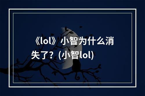 《lol》小智为什么消失了？(小智lol)