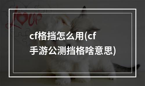 cf格挡怎么用(cf手游公测挡格啥意思)