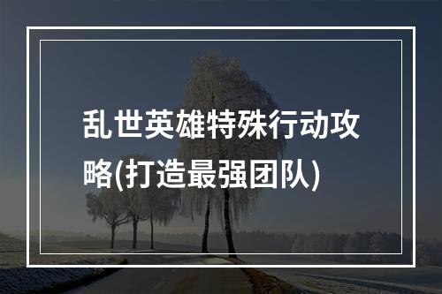 乱世英雄特殊行动攻略(打造最强团队)