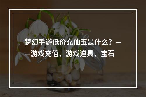 梦幻手游低价充仙玉是什么？——游戏充值、游戏道具、宝石