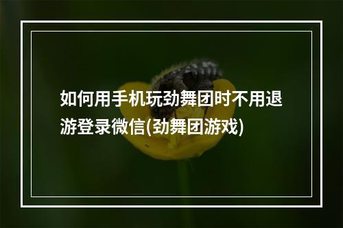 如何用手机玩劲舞团时不用退游登录微信(劲舞团游戏)