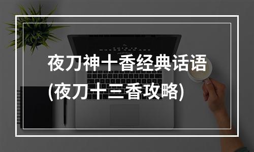 夜刀神十香经典话语(夜刀十三香攻略)