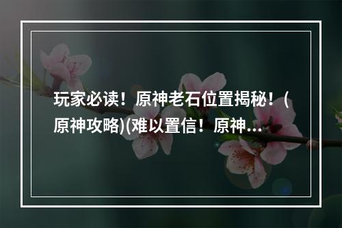 玩家必读！原神老石位置揭秘！(原神攻略)(难以置信！原神老石竟出现在这个地方？(原神秘闻))