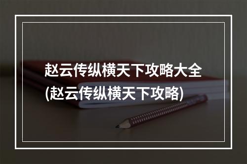 赵云传纵横天下攻略大全(赵云传纵横天下攻略)