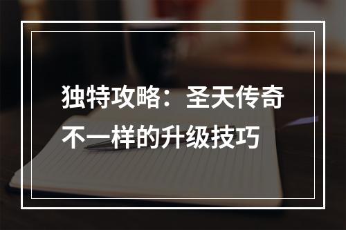 独特攻略：圣天传奇不一样的升级技巧