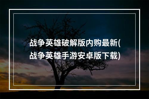 战争英雄破解版内购最新(战争英雄手游安卓版下载)