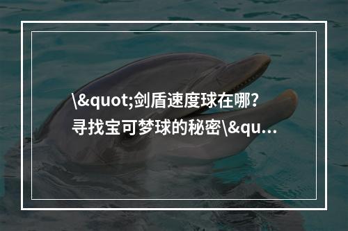 \"剑盾速度球在哪？寻找宝可梦球的秘密\"(\"终极剑盾速度球大揭秘，打造你的强大战队\")