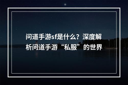 问道手游sf是什么？深度解析问道手游“私服”的世界