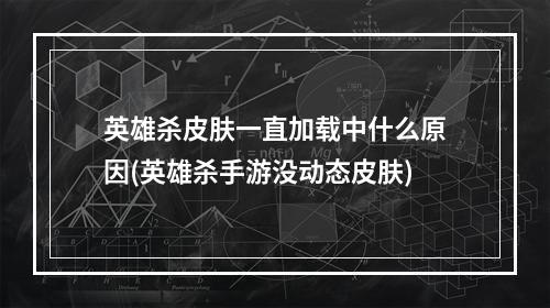 英雄杀皮肤一直加载中什么原因(英雄杀手游没动态皮肤)