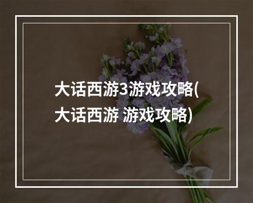 大话西游3游戏攻略(大话西游 游戏攻略)